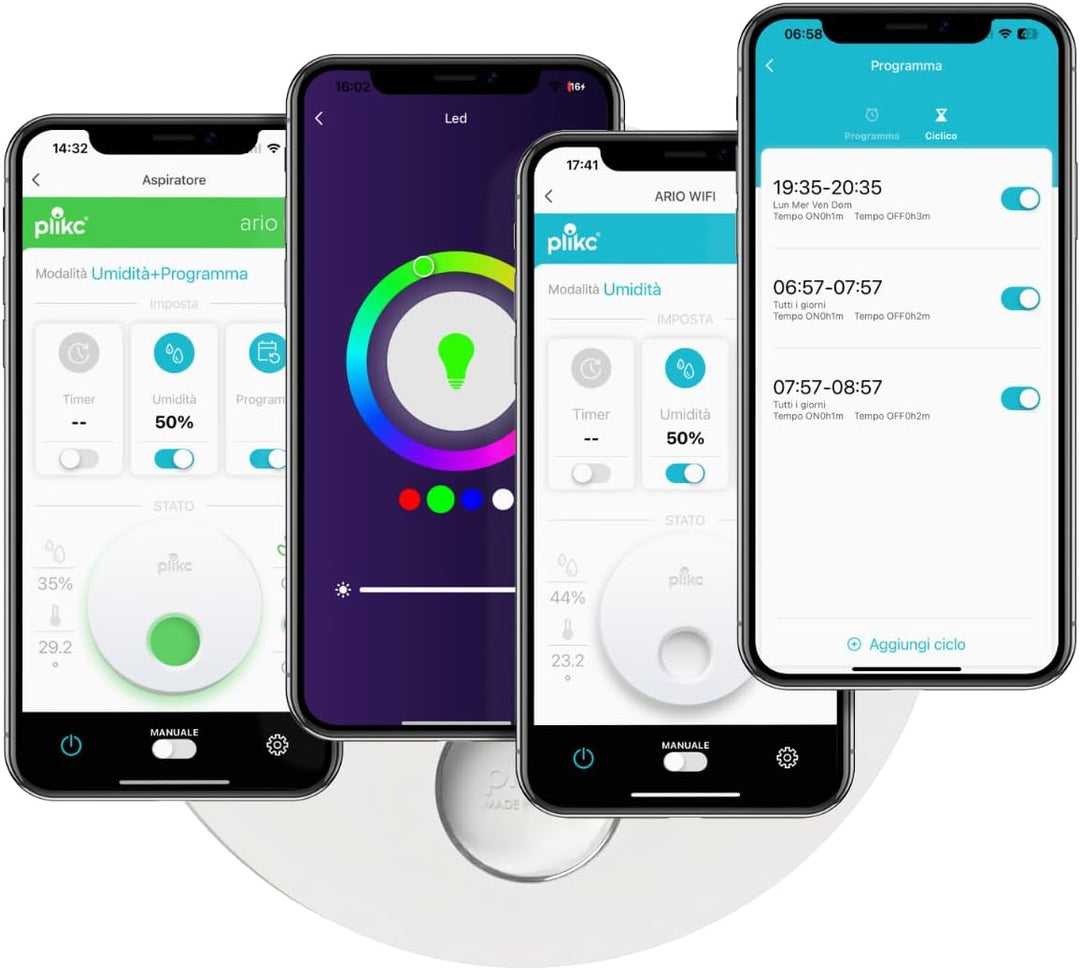 plikc Ario W - WIFI Wandventilator mit Axialabsaugung mit Feuchtigkeitssensor und Timer - 100% Made