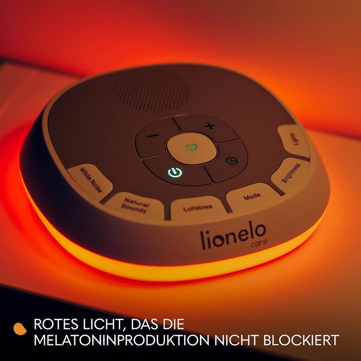 LIONELO BabyNap Tragbare Baby-Einschlafhilfe 2-in-1 Nachtlicht mit 11 Lichtfarben, 20 Töne, Schlafli