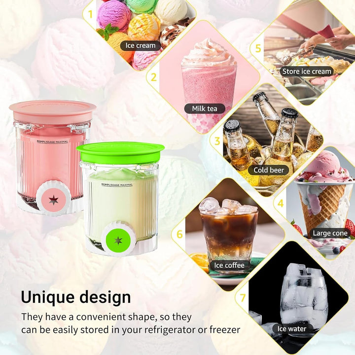DAZZTIME Behälter für Ninja Creami Deluxe Pints,2 Stück Ersatz für Ninja Creami Deluxe Pints und Dec