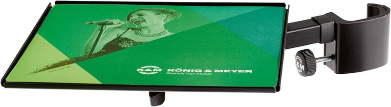 K&M 12152 Mausablage Schwarz aus Stahl - nachrüstbare Auflage mit Mousepad - klappbar - ideal für Pr