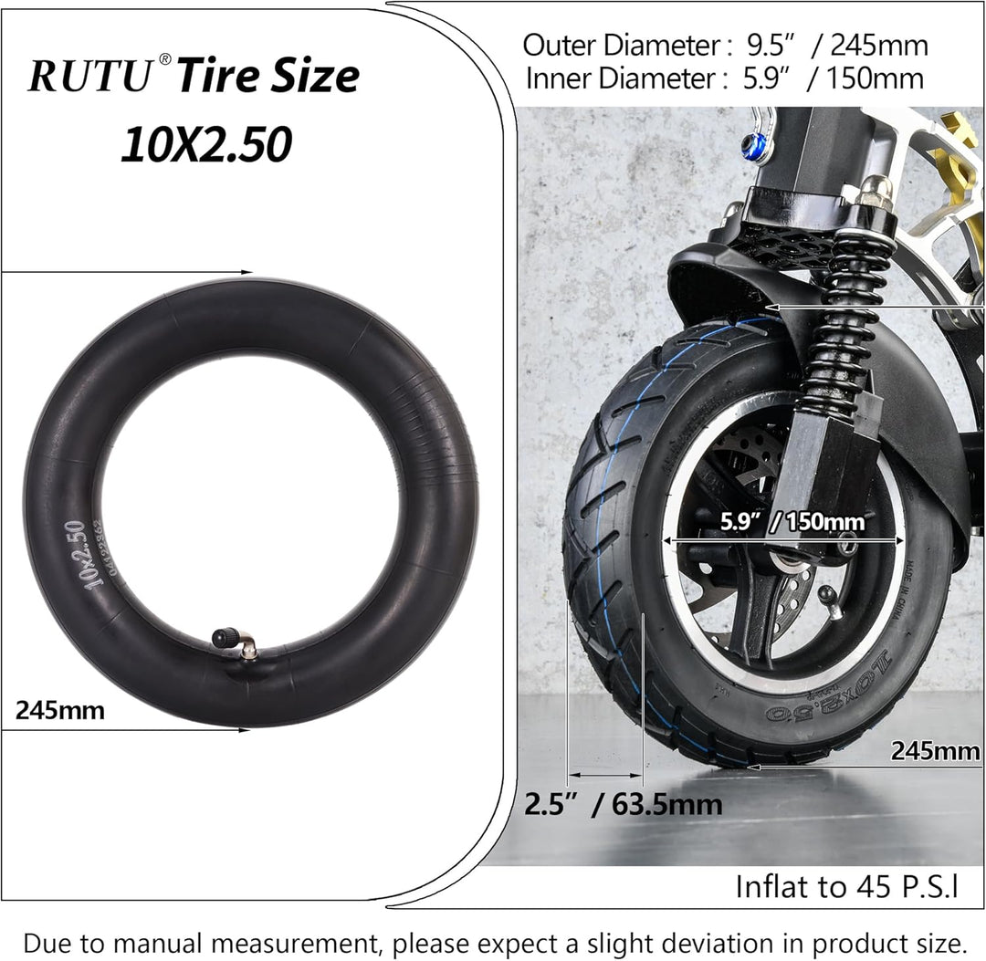 RUTU 10 x 2,50 Ersatzreifen und Schlauch für Smart Self Balancing Elektroroller, Hoverboard passend