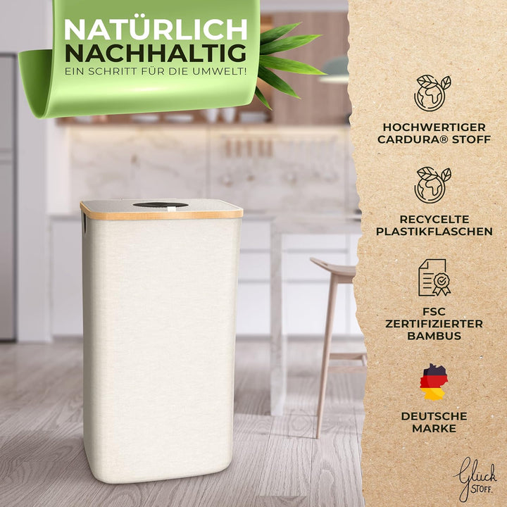 Glückstoff® Pfandflaschen Sammelbehälter [INKL. TRAGETASCHE] - Flaschensammler Leergut - PET Flasche
