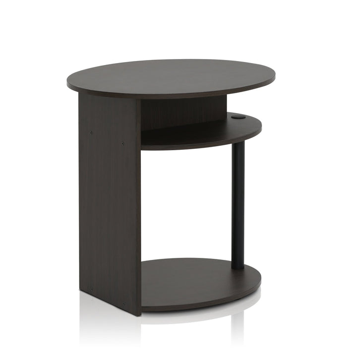Furinno JAYA Ovaler Beistelltisch mit moderen Design, holz, Walnuss/Schwarz, 39.37 x 39.37 x 49.02 c