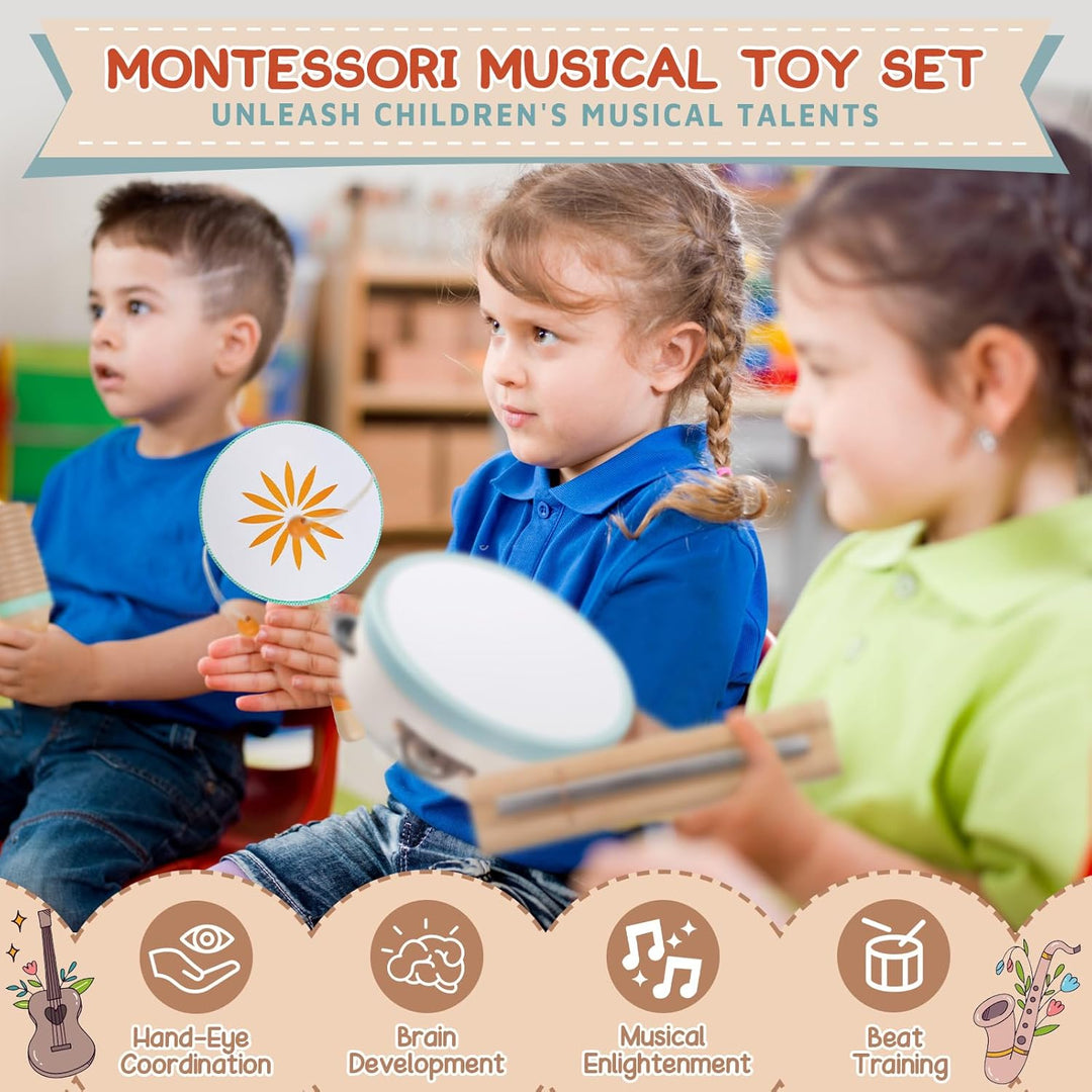 Baby-Musikinstrumente – Montessori-Musikspielzeug für Kleinkinder, Schlaginstrumentenset aus Holz, M
