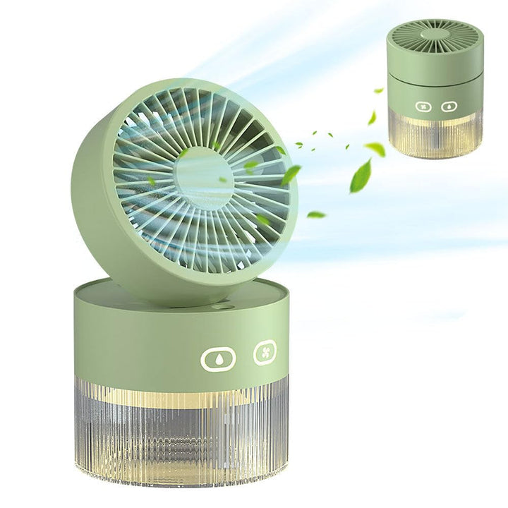 Tischventilator mit Wasserkühlung, Mini Ventilator mit Kühlen Nebel, 3 Windmodi, Nachtlichter, Schre