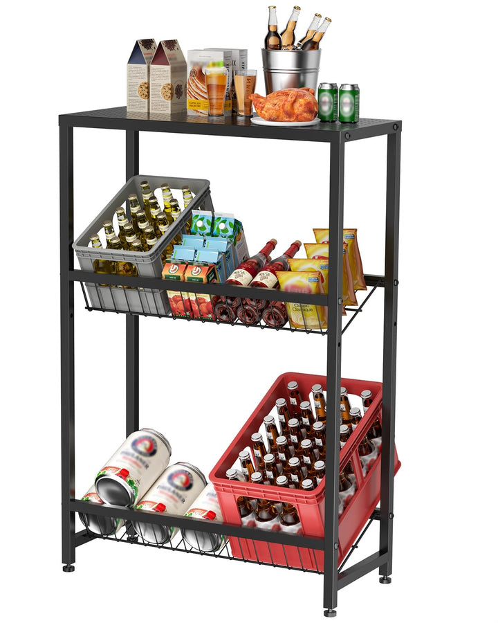 Rainsworth Getränkekistenregal mit Ablage, mit Gitterhalterung aus Metall, 33T x 75B x 113H cm Regal