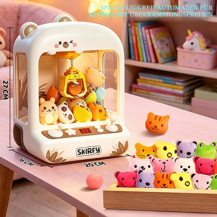 Skirfy Greifautomat Kinder mit LED-Licht, Sound und 30 Mini-Figuren, Elektronischer Süssigkeitenauto
