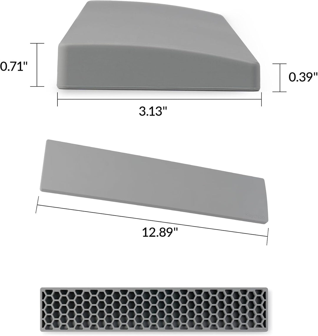 Keychron Grey Silicone Wrist & Palm Rest, 327mm (12.89") for 75% Compact Keyboard Series V1/V2/Q1/Q2