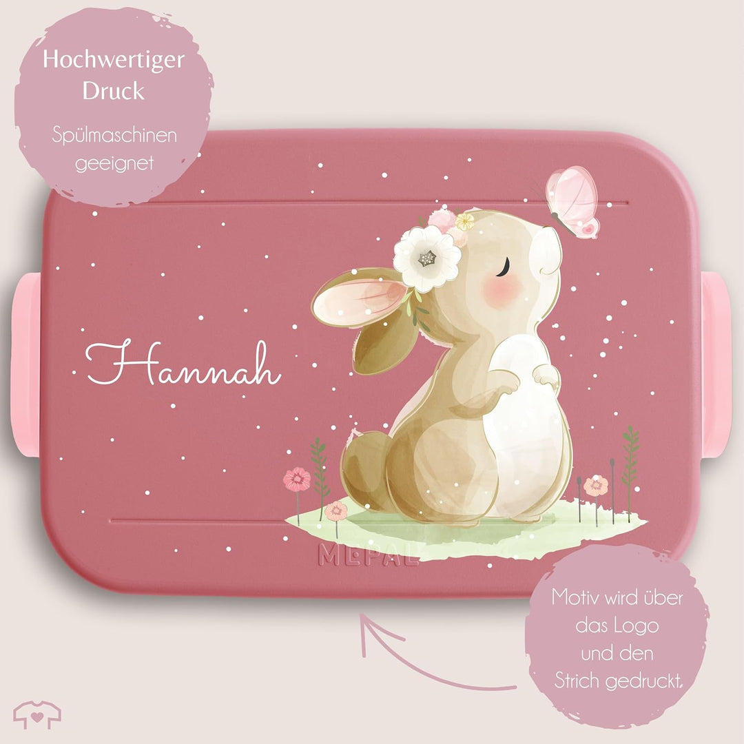 Kinder Bento Box Midi Lunchbox für Mepal Bentobox - Hasen - Brotdose Süsser Hase personalisiert I La