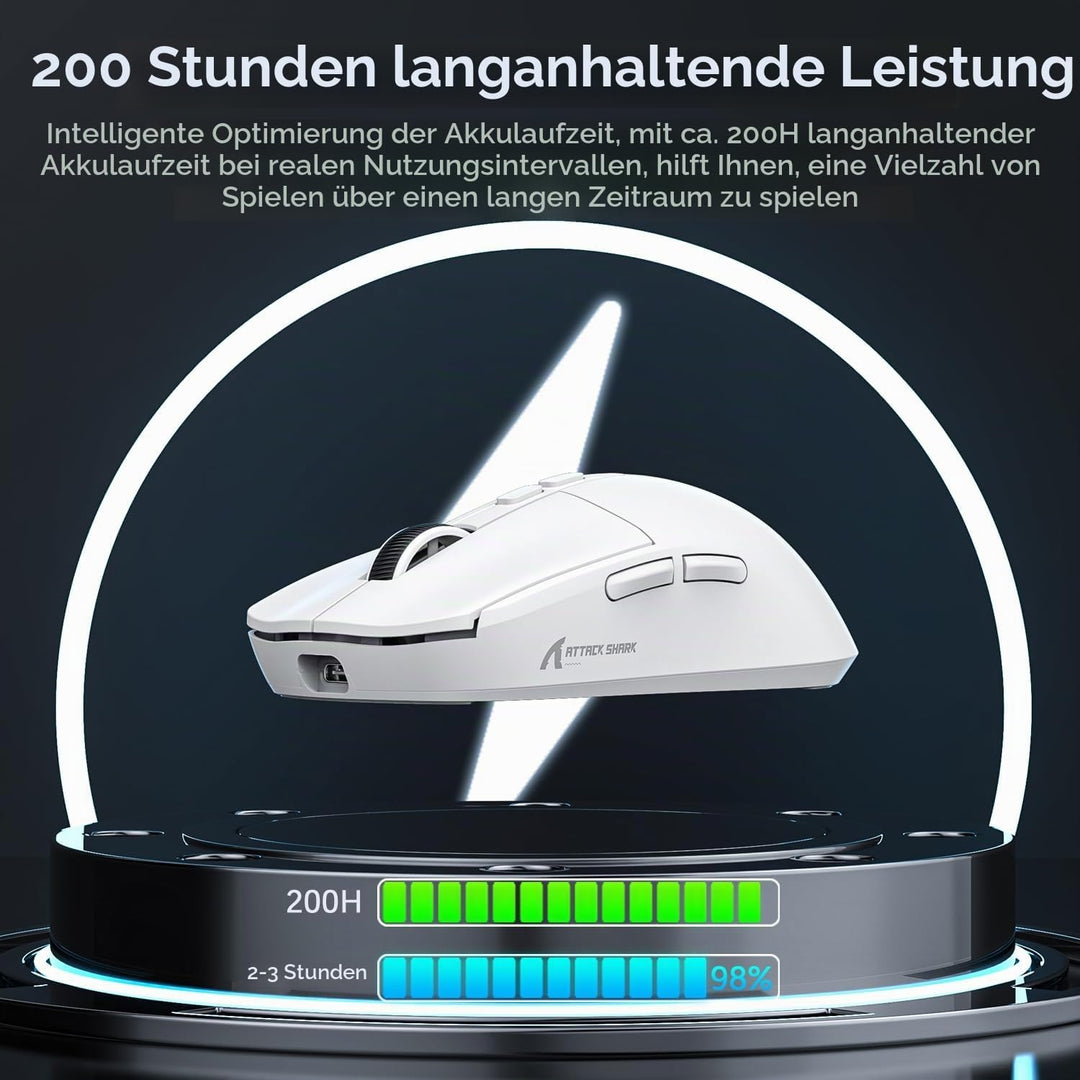 ATTACK SHARK X6 49g Superlight Maus mit magnetischer Ladestation, PixArt PAW3395 Gaming-Sensor, BT/2
