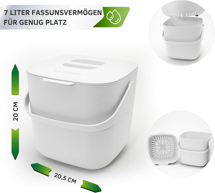 YourCasa® Biomülleimer Küche - 7L - Komposteimer Küche für alltäglichen Biomüll Behälter - Spülmasch