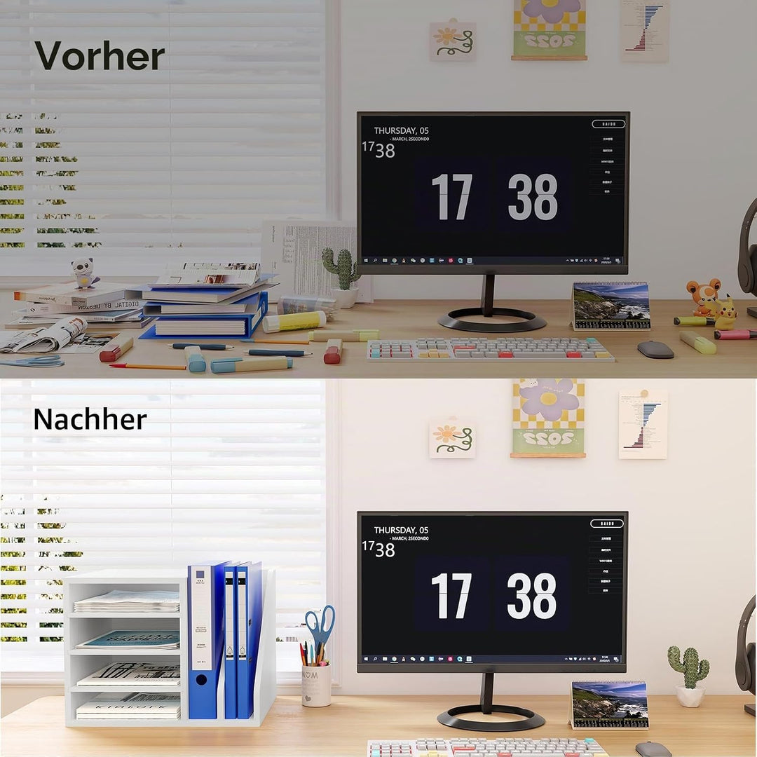 EasyPAG 6 Fächer Holz A4 Büro Schreibtisch Organizer Dokumentenhalter Aktenablage Zeitschriftenhalte
