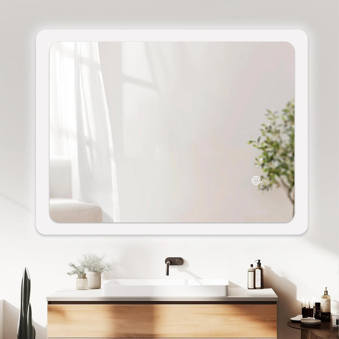 Trintion LED Badspiegel 50x70cm mit Beleuchtung, Wandspiegel mit Touch-Schalter, Energiesparender Qu