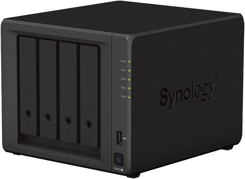 Synology DS923+ 4-Bay Diskstation NAS (AMD Ryzen™ 4 Threads R1600 Dual-Core 4GB Ram 2xRJ-45 1GbE LAN