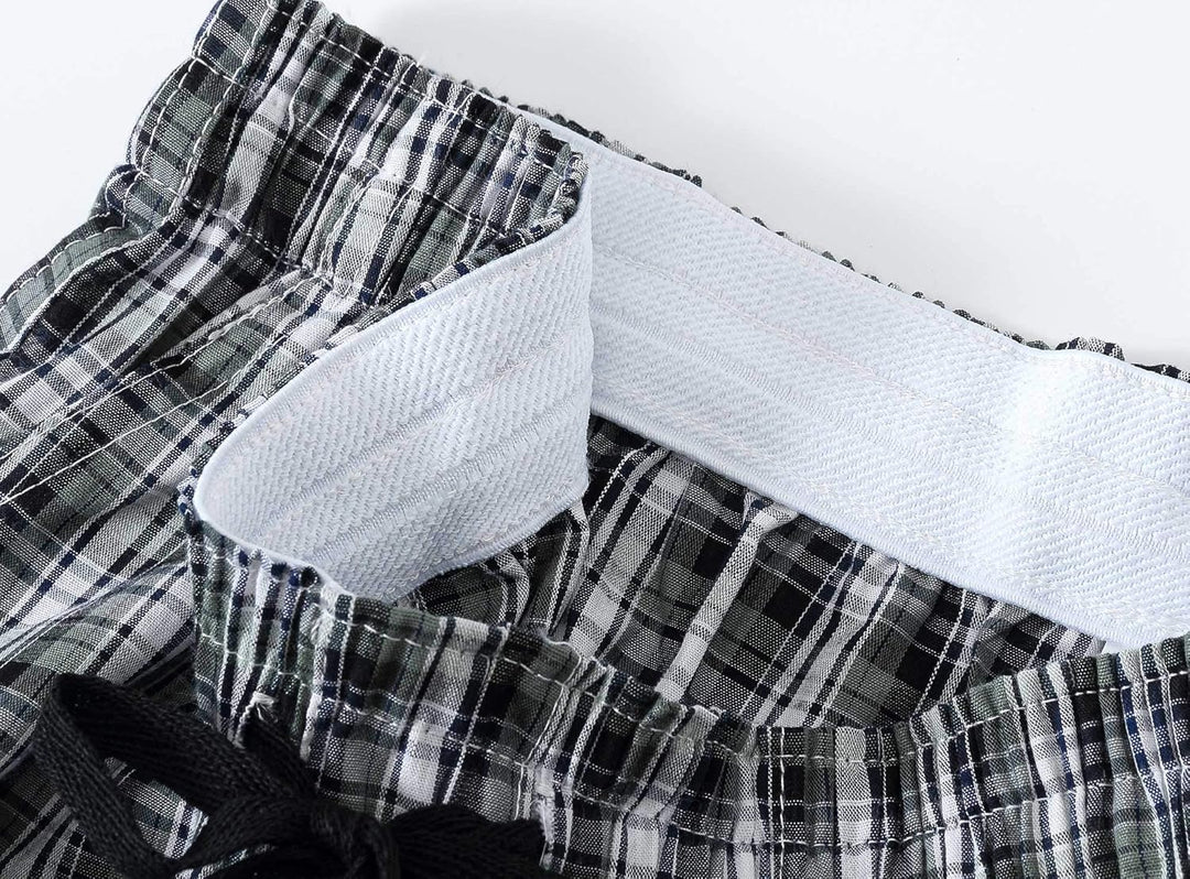 MoFiz Herren Schlafanzughose Baumwolle und Polyester Pyjamahose Lange Karierte Freizeithose Loungeho
