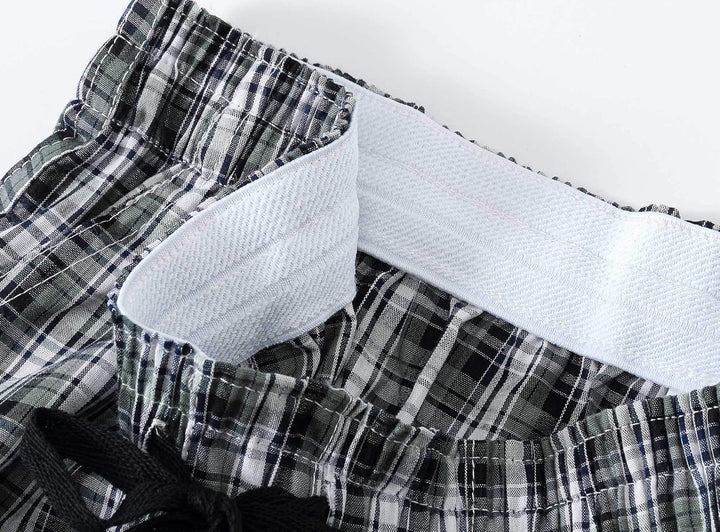 MoFiz Herren Schlafanzughose Baumwolle und Polyester Pyjamahose Lange Karierte Freizeithose Loungeho