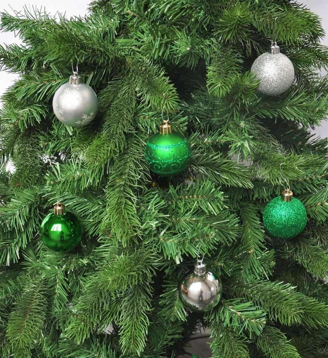 64x Kunststoff Christbaumkugeln Ø 6cm Kugel Box Glanz Glitzer Matt Dekor Inge inkl. Aufhänger, Farbe
