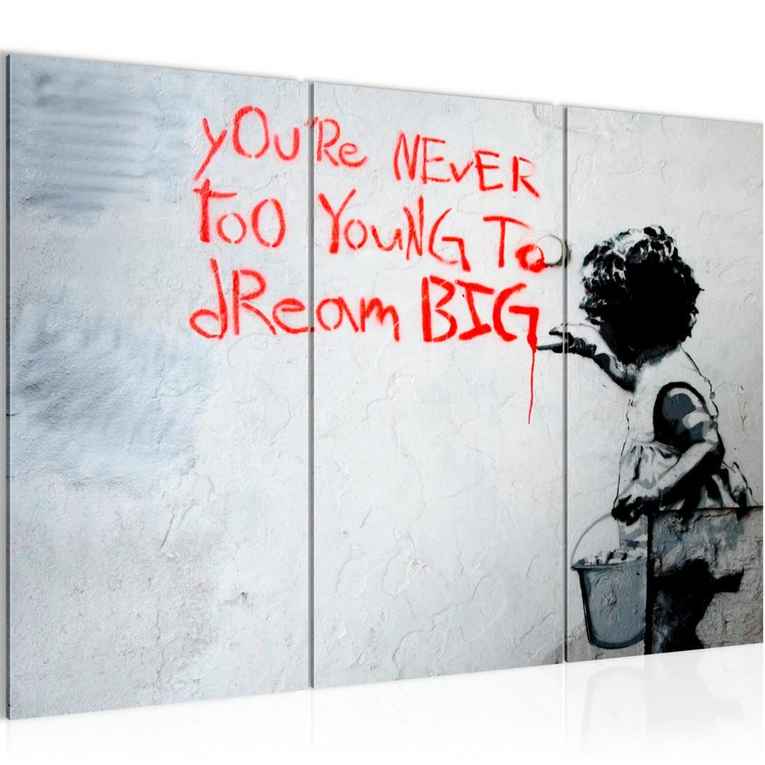 Runa Art Wandbilder Banksy Dream Big Bild XXL Loft Wohnzimmer Schwarz Weiss Street Art 120 x 80 cm 3