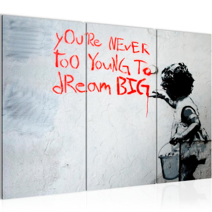 Runa Art Wandbilder Banksy Dream Big Bild XXL Loft Wohnzimmer Schwarz Weiss Street Art 120 x 80 cm 3