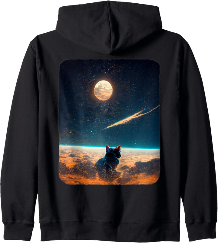Space Cat Hoodie Cosmic Cute Cat in Space Ästhetische Katze Kapuzenjacke
