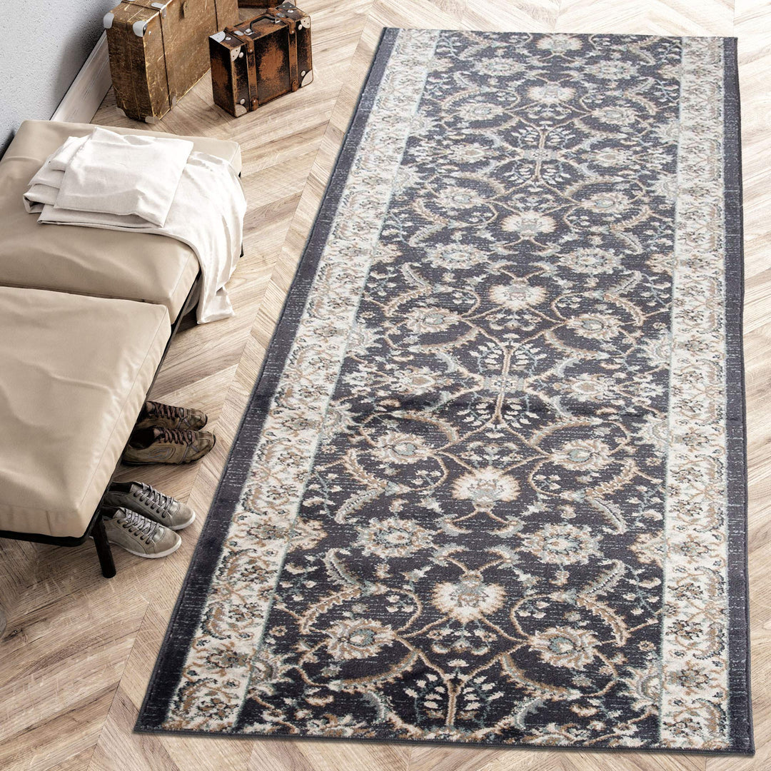 Carpeto Rugs Blumen Teppich Läufer Flur - Orientalisch Teppichläufer - Kurzflor, Weich - Flurläufer