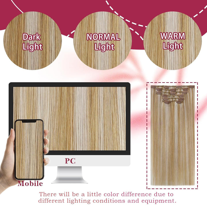 Vivien Blond Clip in Extensions Echthaar Blond Clip Echthaar Extensions Remy Haarverlängerungen Hell