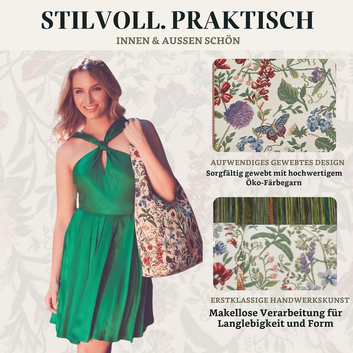 Signare Tapisserie Umhängetasche Damen, Shopper Damen Gross, Strandtasche Gross mit William Morris D