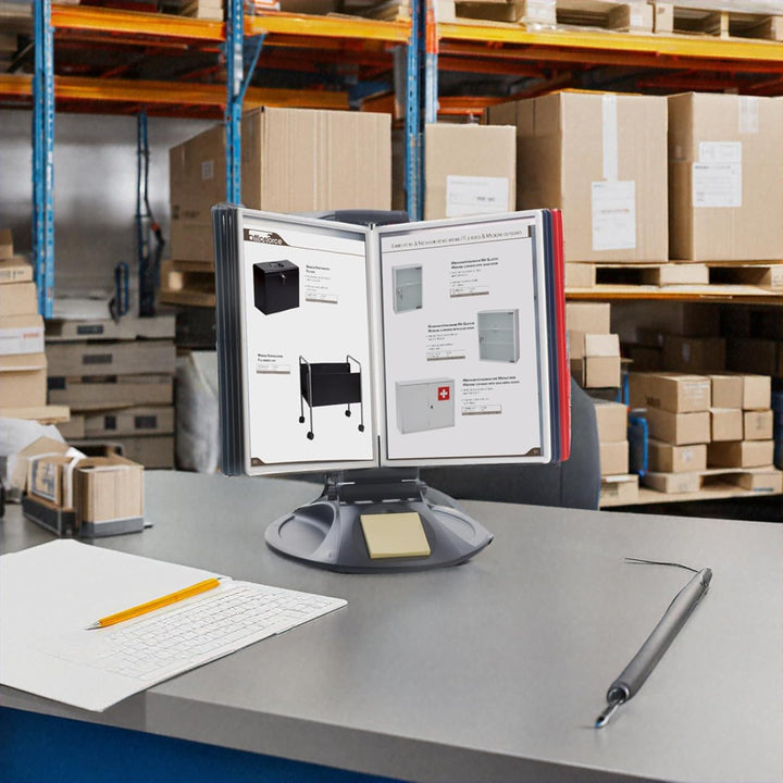 Stabiler Sichttafel-Tischständer OfficeForce mit 10 Klapprahmen, rund (01126) Tisch rund