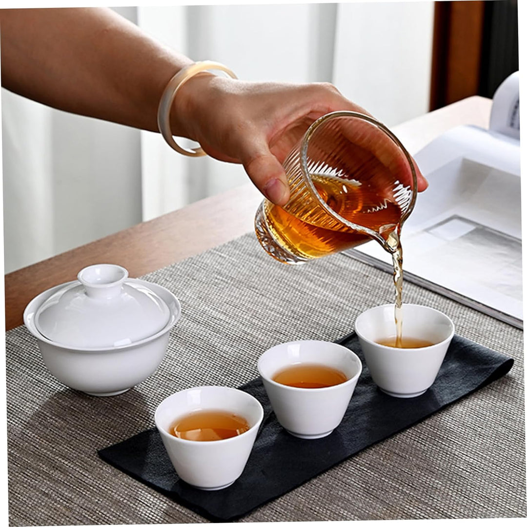 Gaiwan Tee -Set tragbare weisse Keramik -Gongfu -Tee -Set mit Aufbewahrungstasche für Heimreisepickn