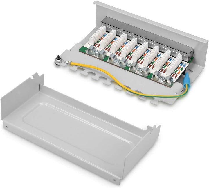 kwmobile 8 Port Patchpanel Cat6 Verteiler - Verteilerfeld Patchfeld Cat 6 Kabel mit Erdungskabel - i
