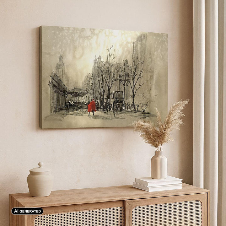 Bilder auf Leinwand 100x70cm Leinwandbild mit Rahmen Stadt Frau Geliebte Gross Wanddeko Bild Schlafz