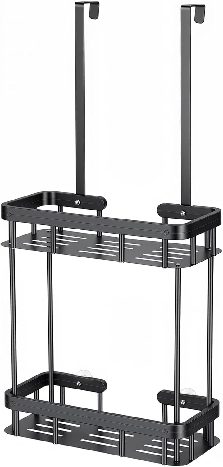 Duschablage zum Hängen, Duschablage Ohne Bohren mit 2 Duschkörben, Duschkorb zum Hängen für Glasdusc