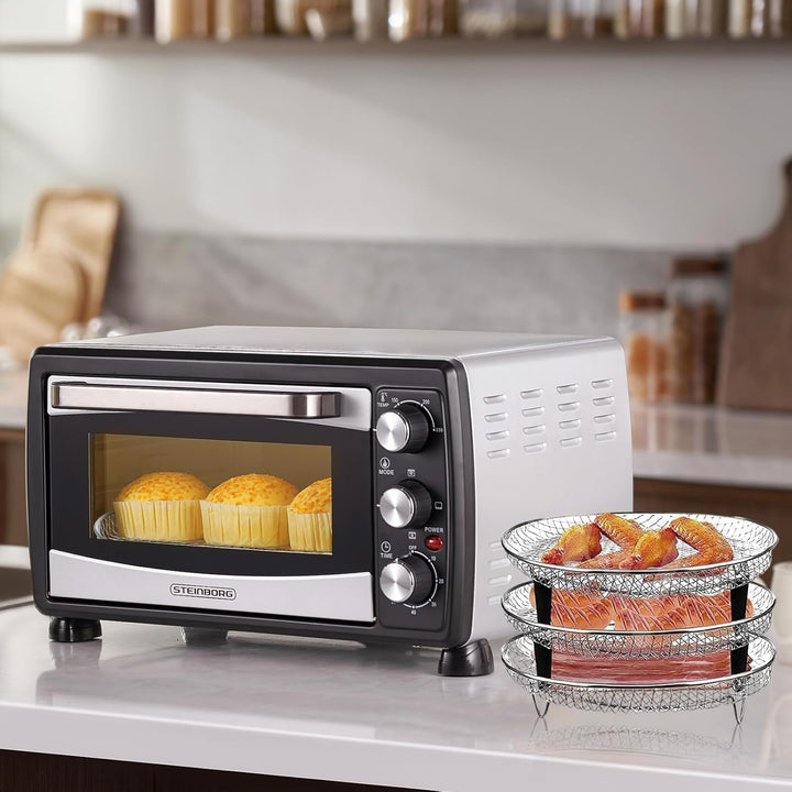 3-tlg. 304 Edelstahl Stapelbare Körbe für Airfryer, PHMING Gitter für Heissluftfritteuse, Heissluftf
