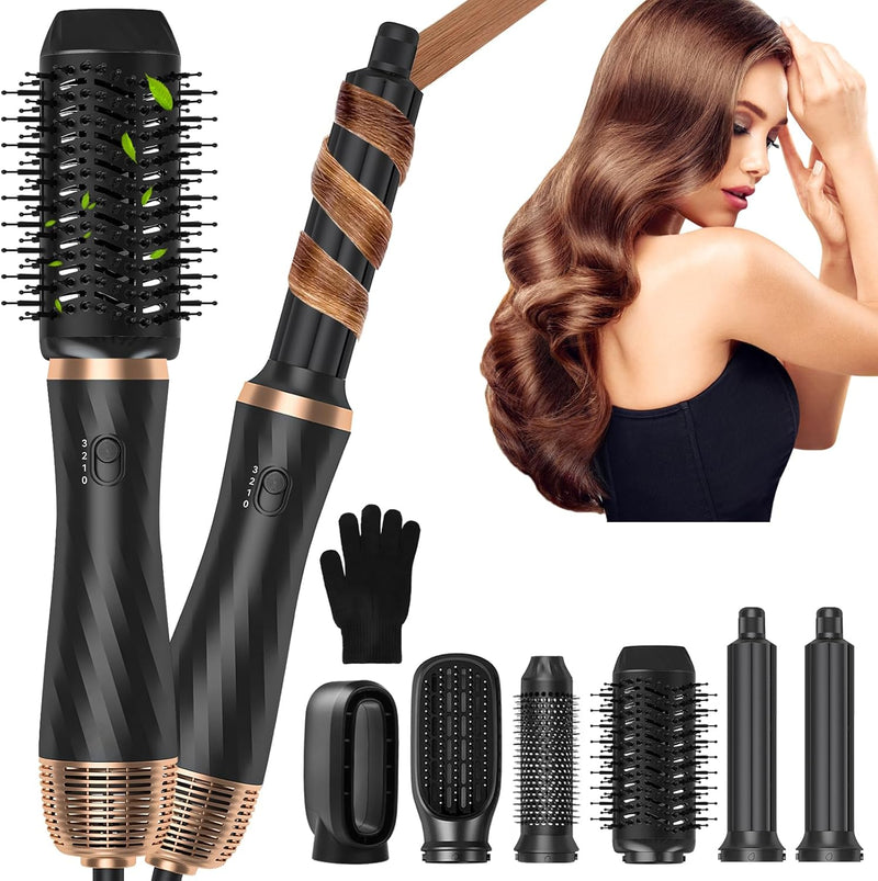 Semai 6 in 1 Air Styler set mit 1000W Haartrockner, Rundbürste, Warmluftbürste, Automatisch Volumen