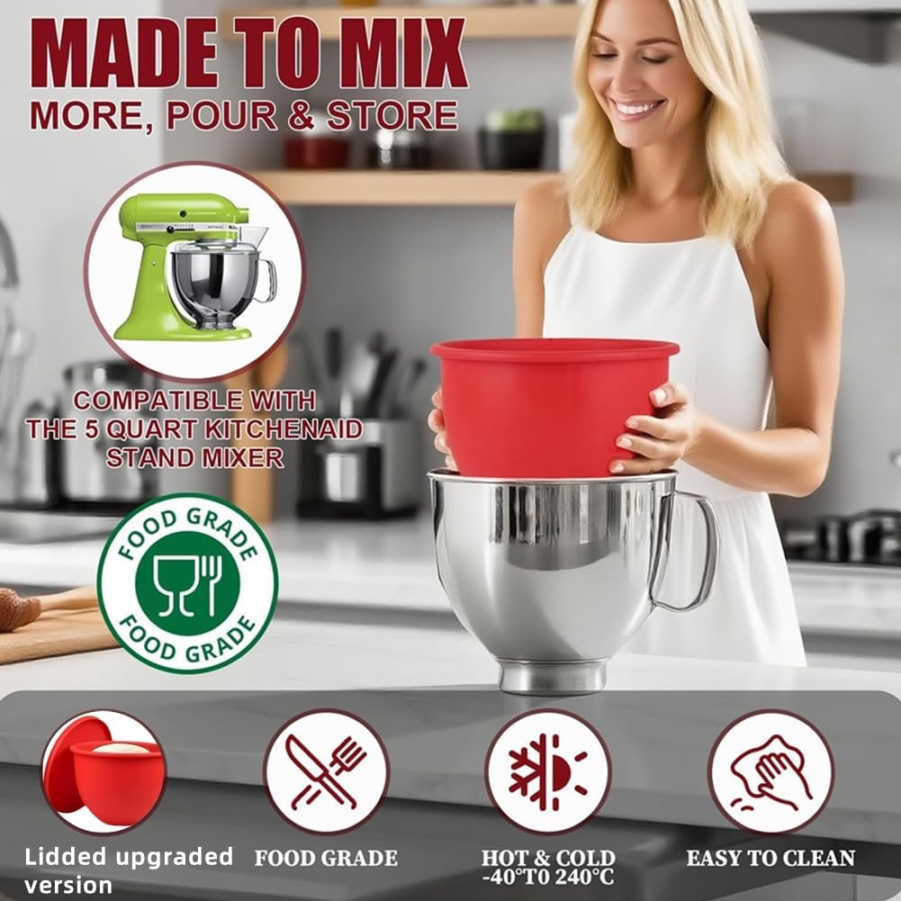 Aktualisierung Silikoneinsatz für KitchenAid 5L 600g mit Skala, Silikon-Einsätze für Küchenmaschinen