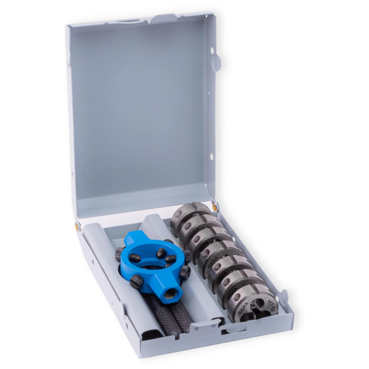 GSR Profi HSS Schneideisen Satz, 8-teilig, 25x9 Schneideisenhalter & M3-M12 Schneideisen, Form B vor