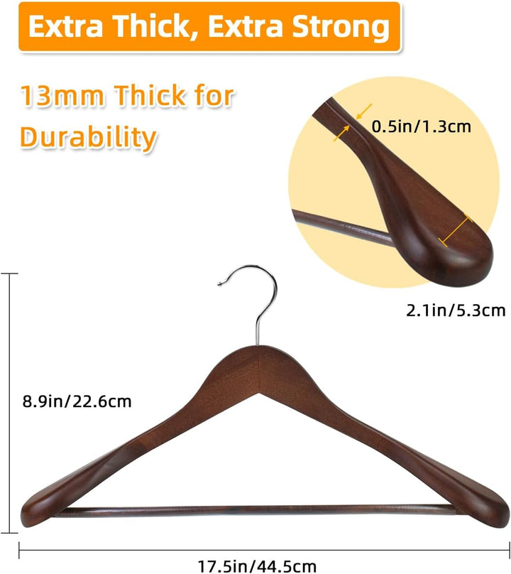 Hangerman Kleiderbügel aus natürlichem Holz, 10 Stück, Kleiderbügel aus Holz, für Jacken, Oberbeklei
