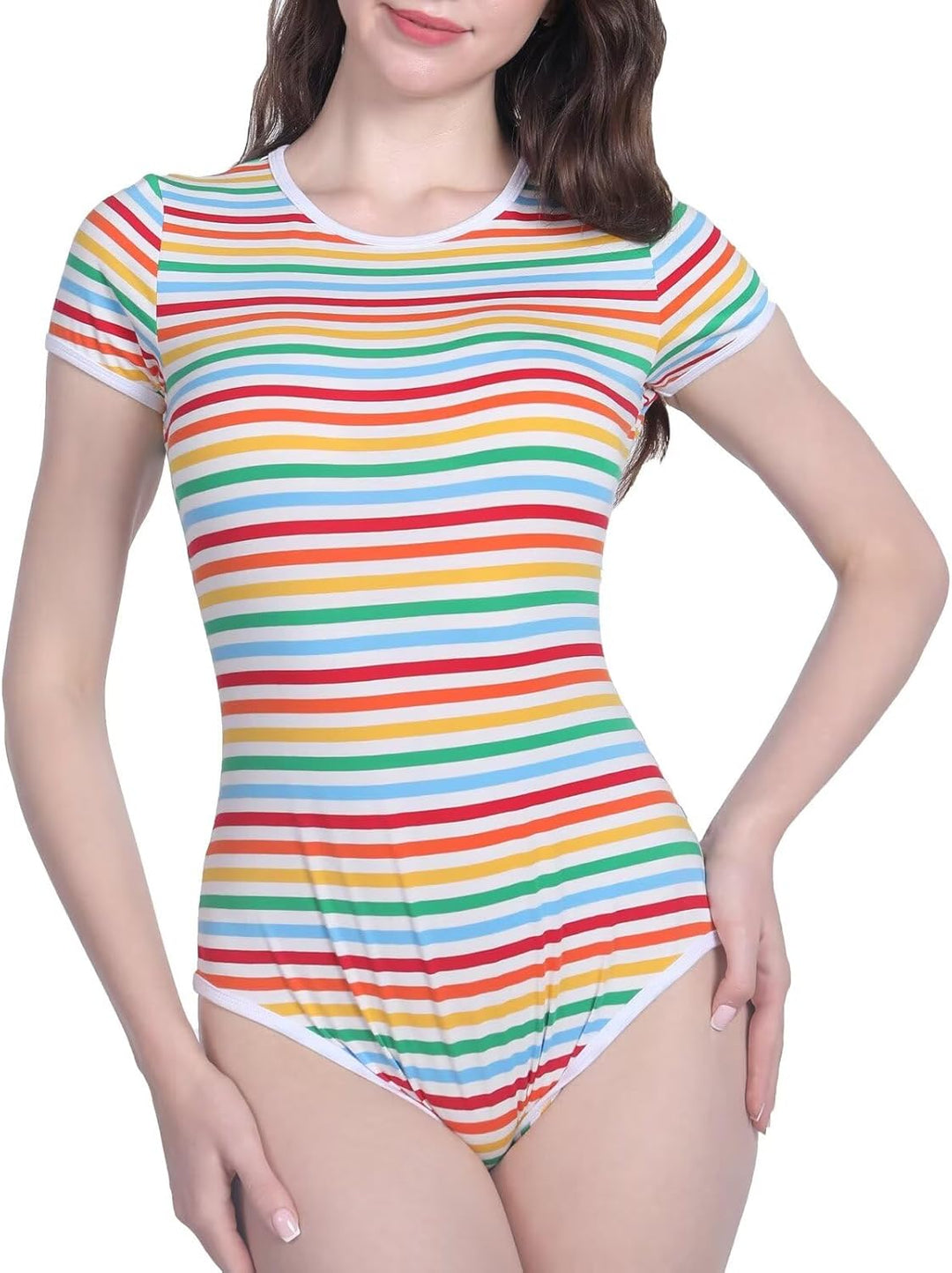 Landofgenie Bodys für Damen Einteiler Bodysuit Jumpsuit Baumwolle Kurzarm Nette Onesie Pyjamas Nacht