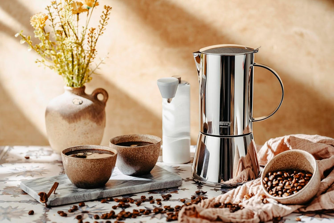 CAMRY - Klassischer Espressokocher aus Edelstahl 500 ml - Induktionsfähiger Mokkakanne für alle Arte