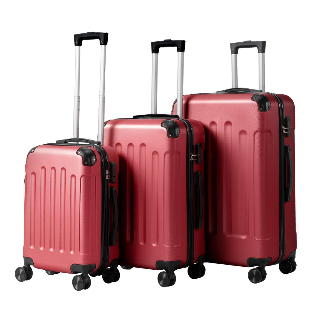 Bonnlo Kofferset 3 Teilig, Hartschale Koffer Set, Reisekoffer mit 4 Rollen, ABS-Trolley M-L-XL, mit
