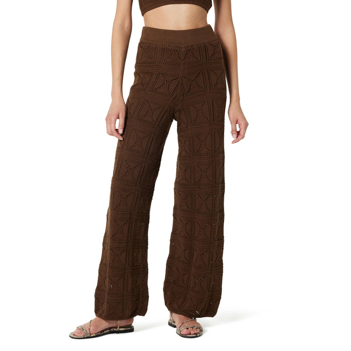The Drop Damen Hose Diza Pull On Flare Leg Crochet Pant S Kaffeebohnen, S Kaffeebohnen