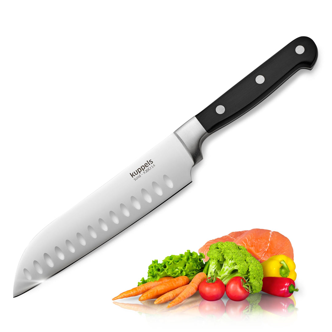 Kuppels Solid Santokumesser 7" mit Kullenschliff | extrem scharf & schnitthaltig | japanischer Messe