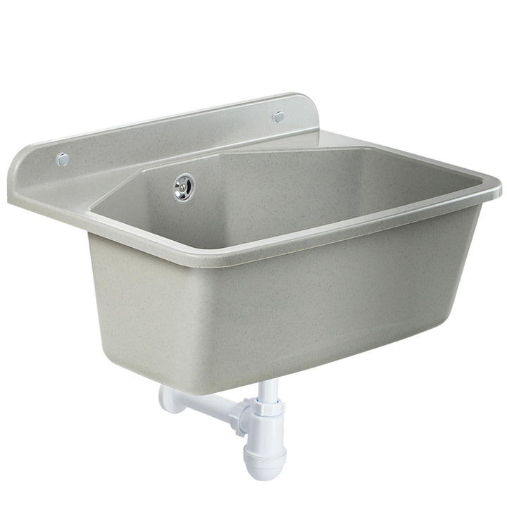 gospo Ausgussbecken mit Siphon, 46 x 37 x 20 cm, Waschbecken aus Kunststoff, Waschtrog für Garage, K
