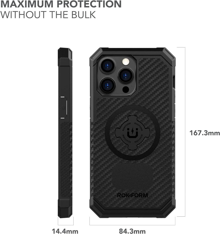 Rokform - iPhone 14 Pro Max Hülle, Rugged Series, Dual Magnet + MagSafe kompatibel, iPhone Cover mit
