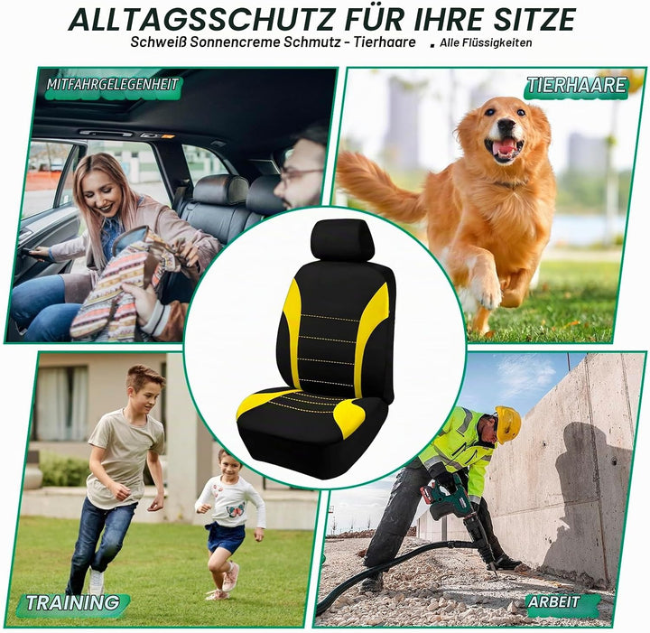2 Stück Autositzbezüge für Vordersitze,Atmungsaktiv Autositzschoner Airbag-kompatibler Autositzabdec