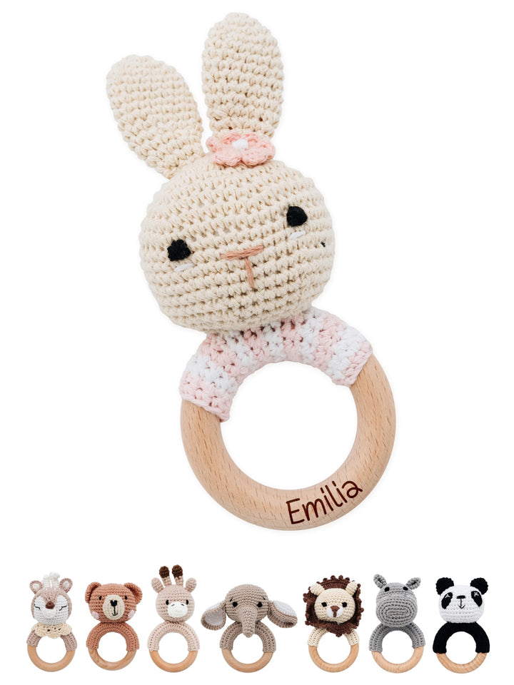 Bärenfreunde® - Personalisierter Beissring Baby - Niedlicher Greifling für Baby's ab 0 Monate - Baby