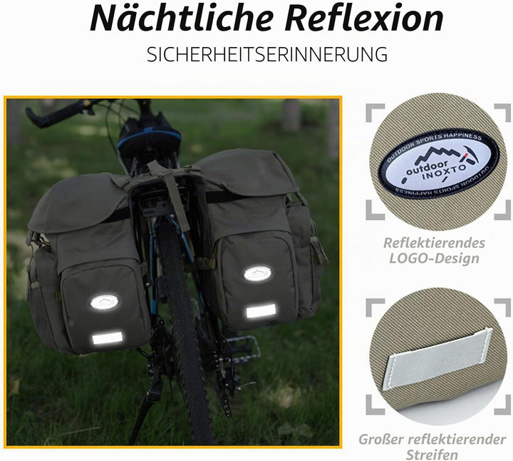 50L Fahrradtaschen Gepäckträger, Wasserdichte Fahrradtaschen aus Hochdichtem 600D Polyester für Daue