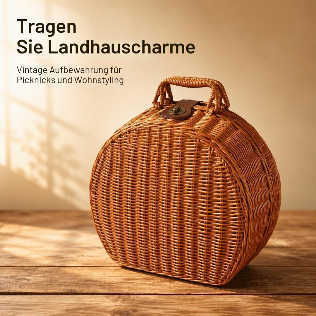 Picknickkorb,Picnic Basket,Picknick Korb,Picknickkorb 2 Personen,mit Griff,Geeignet für Picknick und