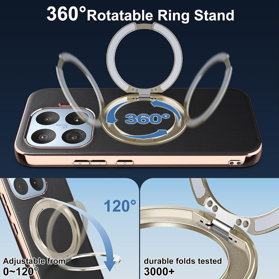 Magnethülle für Xiaomi 17T, luxuriöse Lederrückseite mit Ständer, 360° Verstellbarer Ständer, stossf