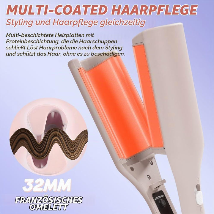 Welleneisen für Haare 32mm Mit 4 Einstellbarer Temperatur, Lockenstab für Beach Waves und Französisc